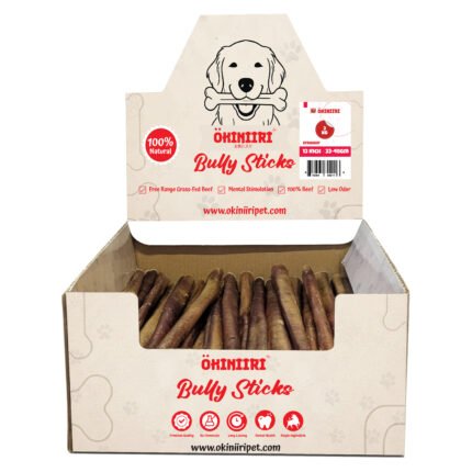 OKINIIRI Bully Sticks for Dogs 12 Inch Bulk 4.40lbs Pack (1.16-1.69oz Each, Straight) – Low Odor 100% Beef Pizzle Dog Chews, Natural Long Lasting Highly Digestible Treats for Medium & Large Dogs