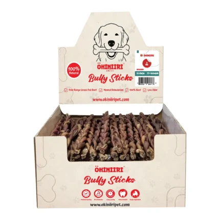 Okiniiri 12 Inch Braided Bully Sticks for Dogs – Low Odor Natural Beef Pizzle Dog Chews, Long Lasting & Fully Digestible Treats, Premium Thick Braided Chews, Bulk 4.40 lbs Pack (2.72-3.53 Oz Each, Braided)