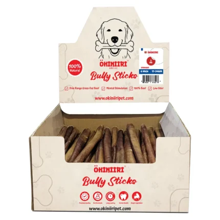 OKINIIRI Bully Sticks for Dogs 6 Inch Bulk 4.40lbs Pack (0.60 to 0.85 oz Each, Straight) – Low Odor 100% Beef Pizzle Natural Dog Chews, Long Lasting Highly Digestible Chews for Medium & Large Dogs