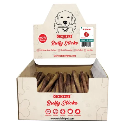 OKINIIRI Bully Sticks for Dogs 6 Inch Bulk 4.40lbs Pack (1.164 to 1.411 oz Each, Straight) – Low Odor 100% Beef Pizzle Natural Dog Chews, Long Lasting Highly Digestible Chews for Medium & Large Dogs