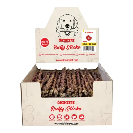 OKINIIRI Bully Sticks for Dogs 6 Inch Bulk 4.40lbs Pack (0.705 to 1.340 oz Each, Braided) – Low Odor 100% Beef Pizzle Natural Dog Chews, Long Lasting Highly Digestible Chews for Medium & Large Dogs